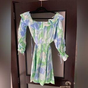 Sabo Skirt Blue and Green Cotton Dress